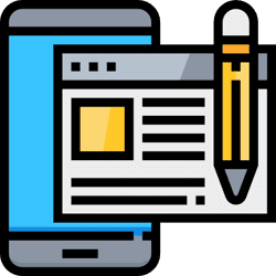 Icon showing iPhone and writing tools