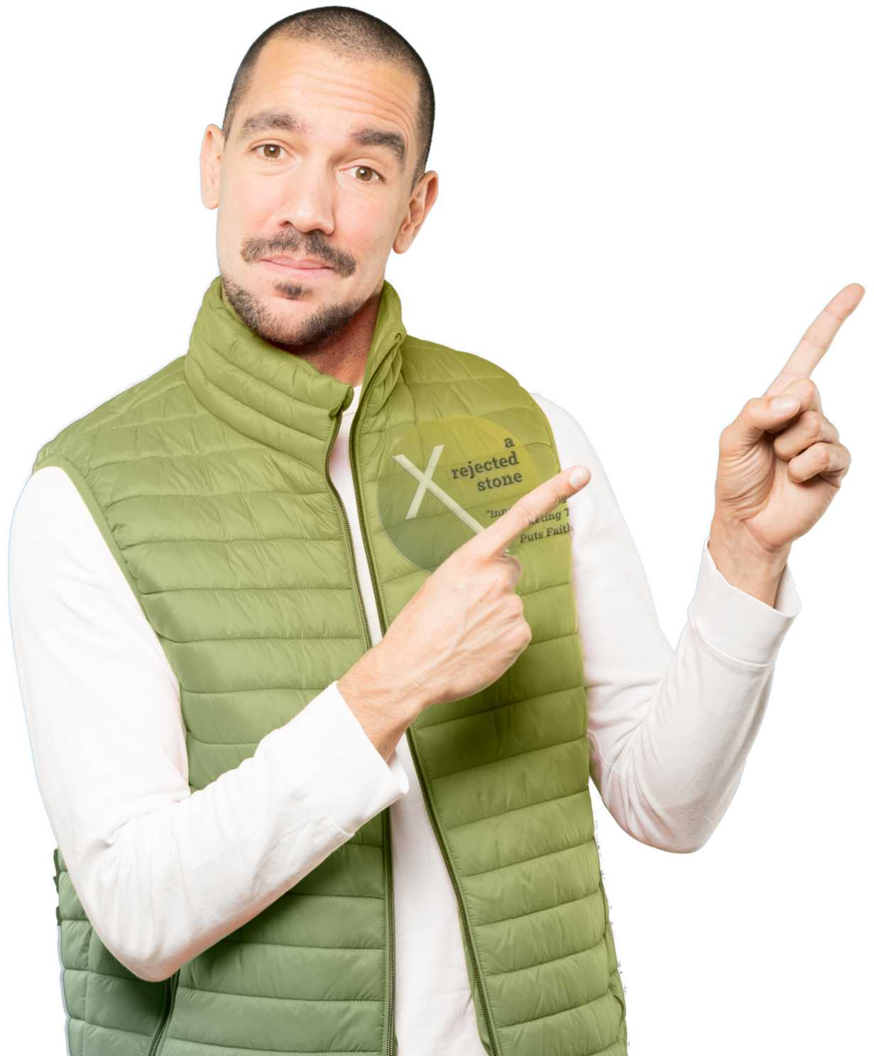 Man pointing to how physical postcards can help a localized organization