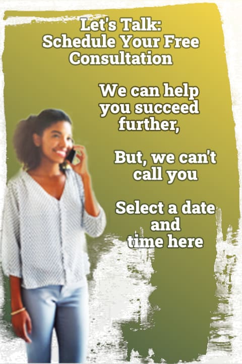 Young lady talking on the phone smiling seeking marketing advice from a Christian creative source