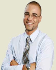 Smiling handsome businessman with crossed hands