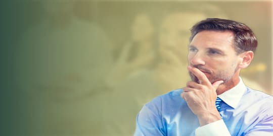Businessman pondering a different direction with Christian Branding