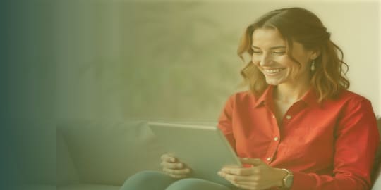 Young lady who is reading the Christian marketing firm ars's free e-book