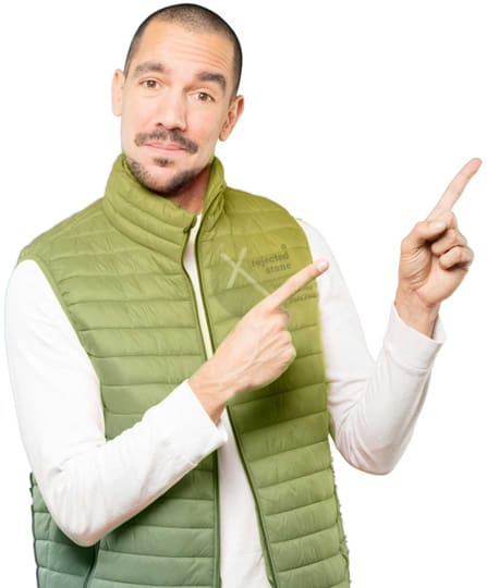 Man pointing to how physical postcards can help a localized organization sent by our Church Marketing Firm