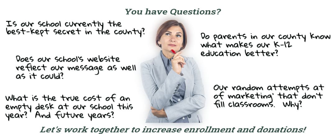 Christian K-12 admissions director thinking about how to make our school better